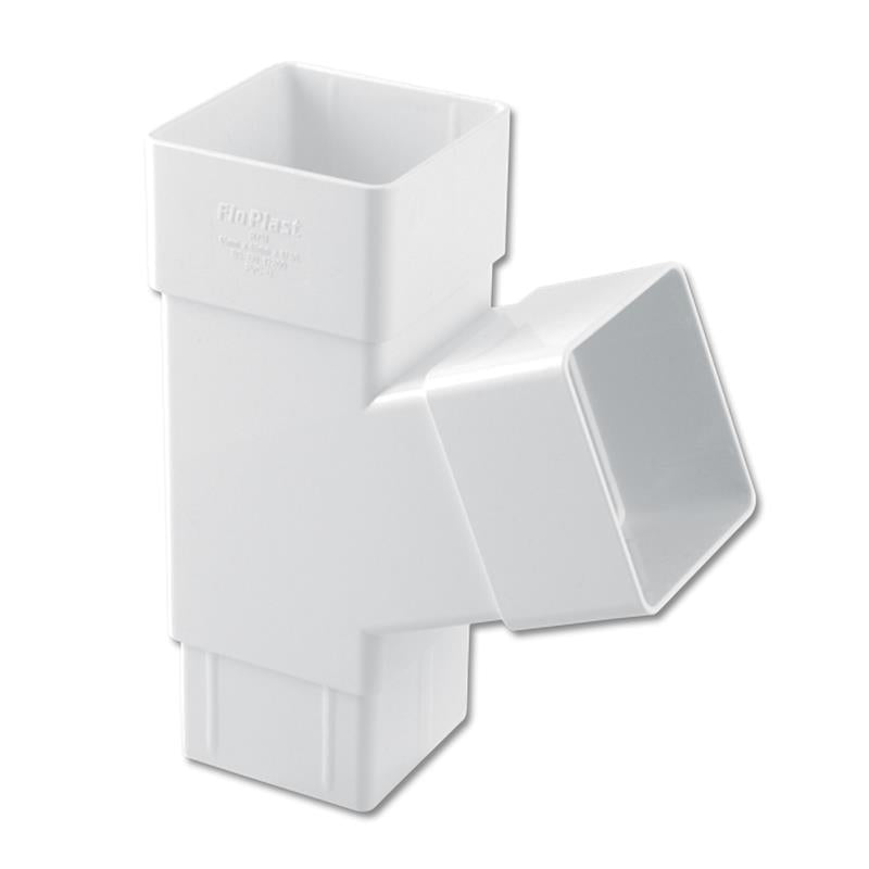 Square Downpipe Branch 67.5 Deg (White)