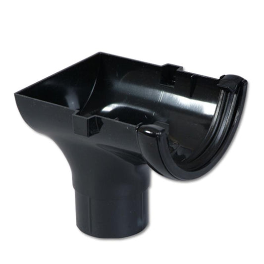 Half-Round Gutter Run Outlet Stop End (Black)