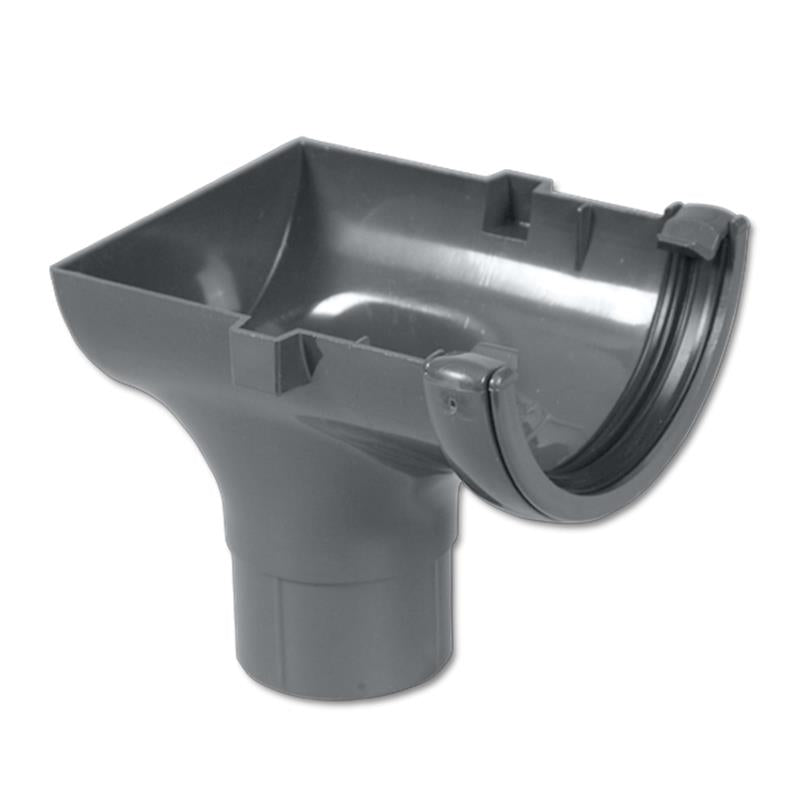 Half-Round Gutter Run Outlet Stop End (Grey)