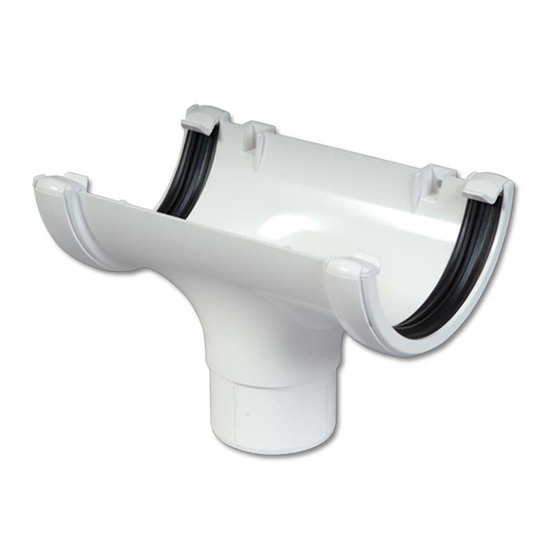 Half-Round Gutter Run Outlet (White)