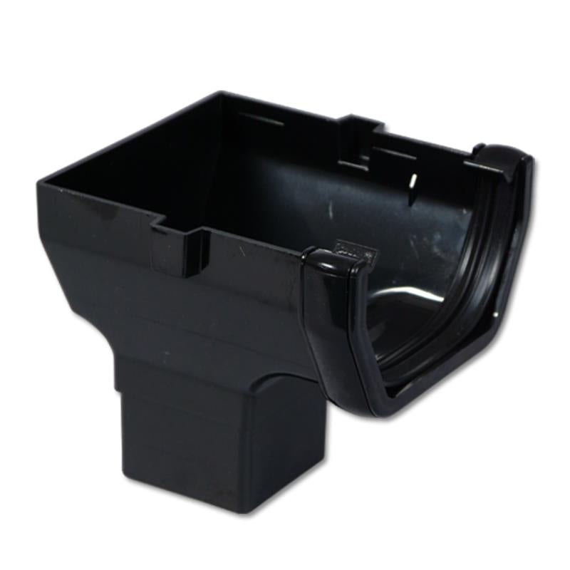 Square Gutter Run Outlet Stop End (Black)
