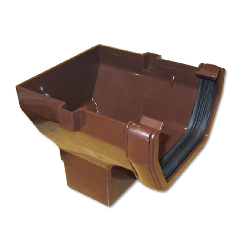 Square Gutter Run Outlet Stop End (Brown)