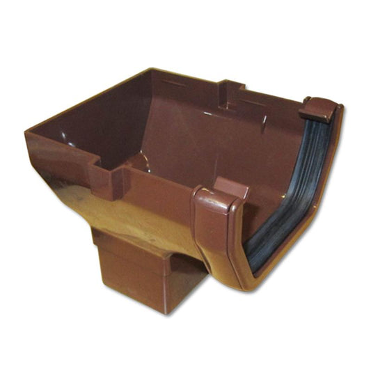 Square Gutter Run Outlet Stop End (Brown)